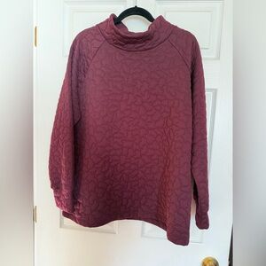 JoeFresh turtleneck quilted top in deep burgundy